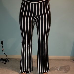 black and white striped pants